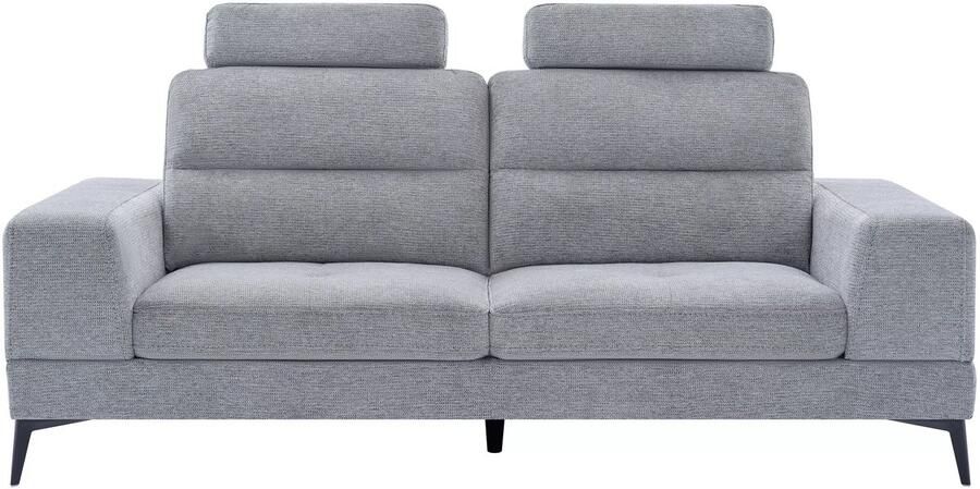 Vente-unique Driezitsbank van grijze stof met textuur met schuivende rugleuning UDALIO L 215 cm x H 86 cm x D 123 cm