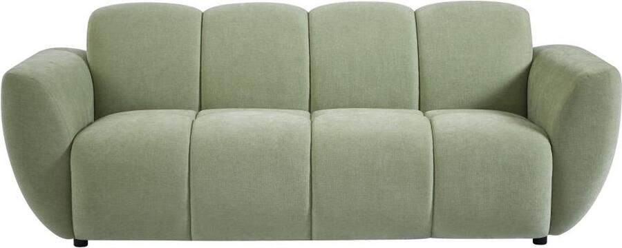 Vente-unique Driezitsbank van groene stof met gewatteerd effect JULORI L 205 cm x H 76 cm x D 92 cm