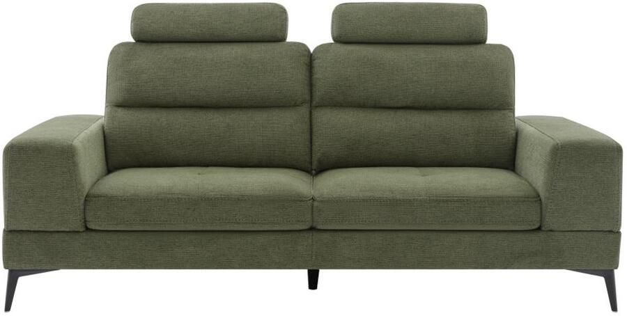 Vente-unique Driezitsbank van groene stof met textuur met schuivende rugleuning UDALIO L 215 cm x H 86 cm x D 123 cm