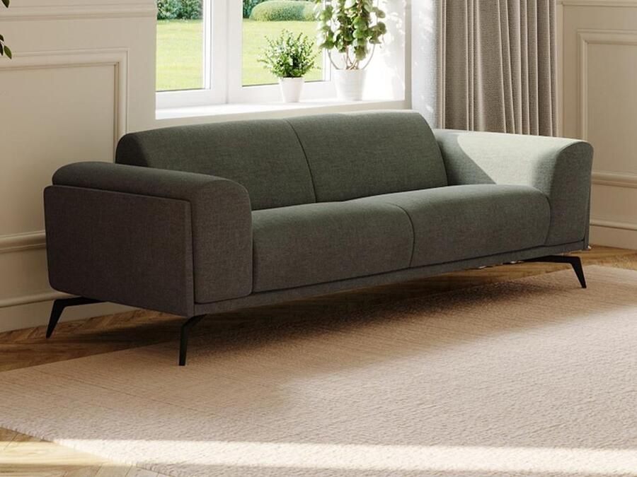 Vente-unique Driezitsbank van groene stof VUSARI L 217 cm x H 74 cm x D 88 cm