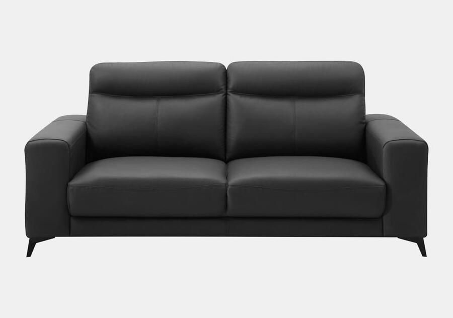 Vente-unique Driezitsbank van leer MONTANER Zwart L 207 cm x H 99 cm x D 86 cm