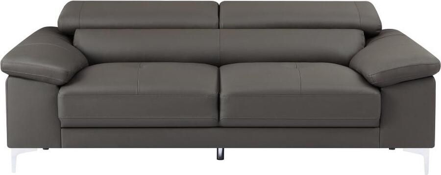 Vente-unique LINEA SOFA Driezitsbank van leer SOLANGE Antraciet L 210 cm x H 90 cm x D 103 cm - Foto 6