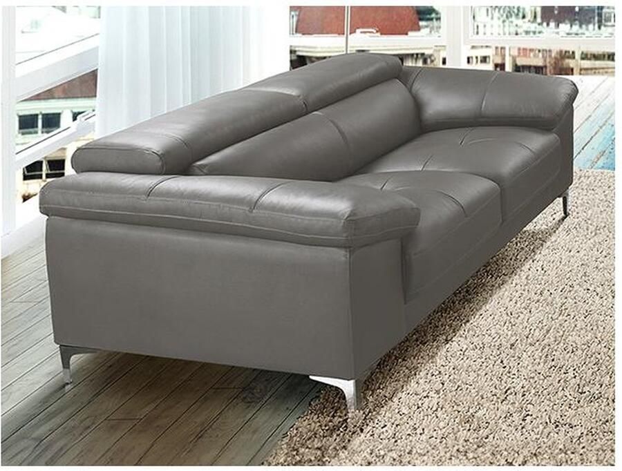 Vente-unique LINEA SOFA Driezitsbank van leer SOLANGE Antraciet L 210 cm x H 90 cm x D 103 cm - Foto 2
