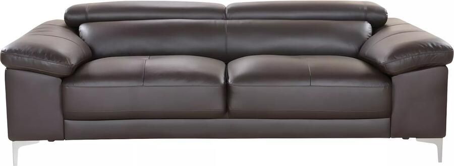 Vente-unique LINEA SOFA Driezitsbank van leer SOLANGE Bruin L 210 cm x H 90 cm x D 103 cm - Foto 3