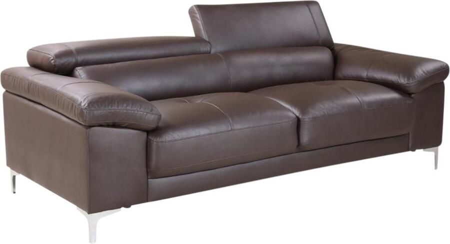 Vente-unique LINEA SOFA Driezitsbank van leer SOLANGE Bruin L 210 cm x H 90 cm x D 103 cm - Foto 2