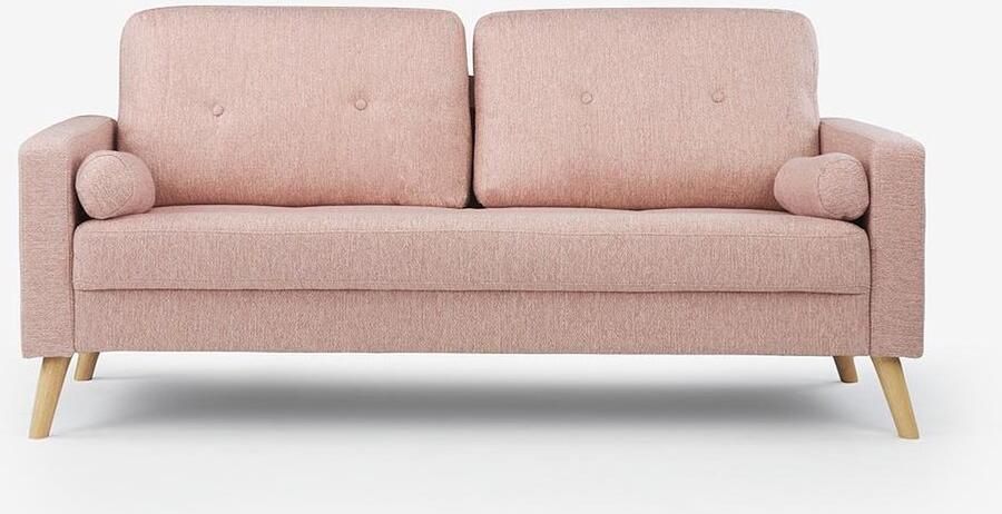 Vente-unique Driezitsbank van stof met woleffect TATUM Roze L 182 cm x H 83 cm x D 81 cm - Foto 4