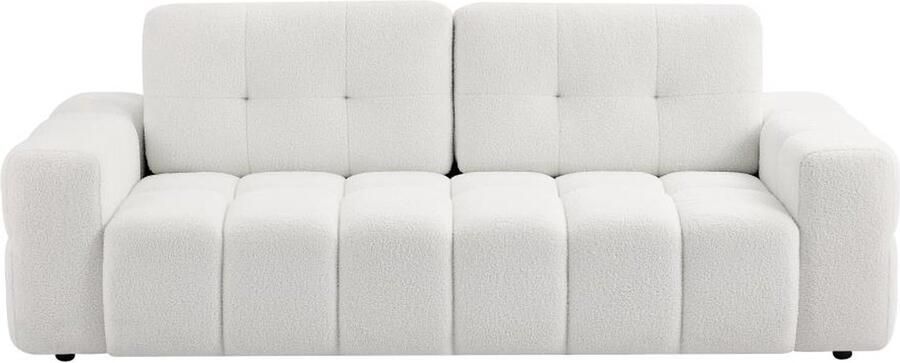 Vente-unique Driezitsbank van witte boucléstof SOPELANA L 220 cm x H 78 cm x D 100 cm - Foto 2