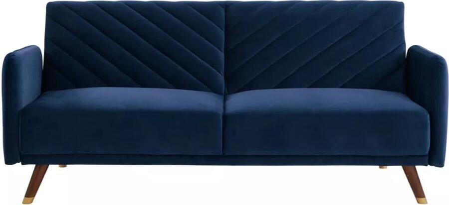 Vente-unique Driezitsbedbank van fluweel JORIS Blauw L 198 cm x H 87 cm x D 95 cm - Foto 2