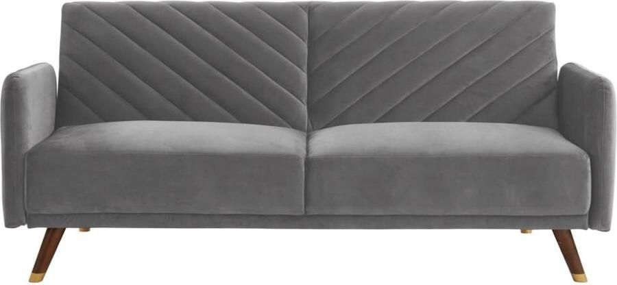 Vente-unique Driezitsbedbank van fluweel JORIS Lichtgrijs L 198 cm x H 87 cm x D 95 cm - Foto 3