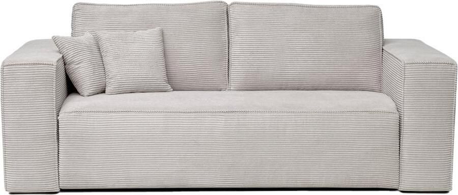 Vente-unique Slaapbank 4 zitplaatsen in beige ribfluweel Bedbreedte 160 cm Matras 18 cm AMELIA II L 234 cm x H 90 cm x D 104 cm - Foto 2