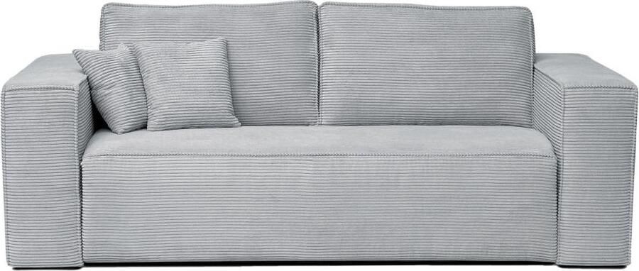 Vente-unique Slaapbank 4 zitplaatsen in grijs ribfluweel Bedbreedte 160 cm Matras 14 cm AMELIA II L 234 cm x H 90 cm x D 104 cm
