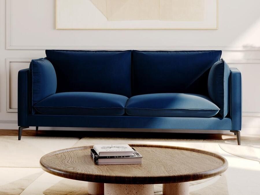 Vente-unique Driezitsbank KESTREL van velours Nachtblauw van Pascal Morabito L 215 cm x H 85 cm x D 89 cm