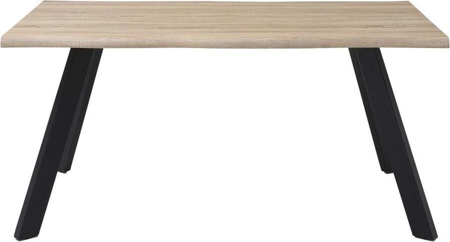 Vente-unique Eettafel 6 personen in MDF en zwart metaal Naturel VEYA L 160 cm x H 76 cm x D 90 cm