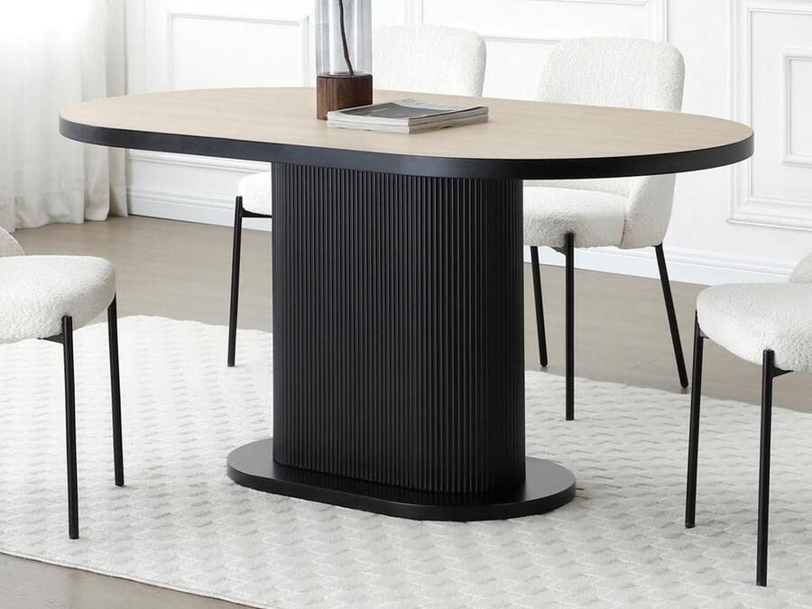 Vente-unique Eettafel 6 personen van mdf Naturel en zwart CALIENO L 160 cm x H 76 cm x D 90 cm - Foto 2