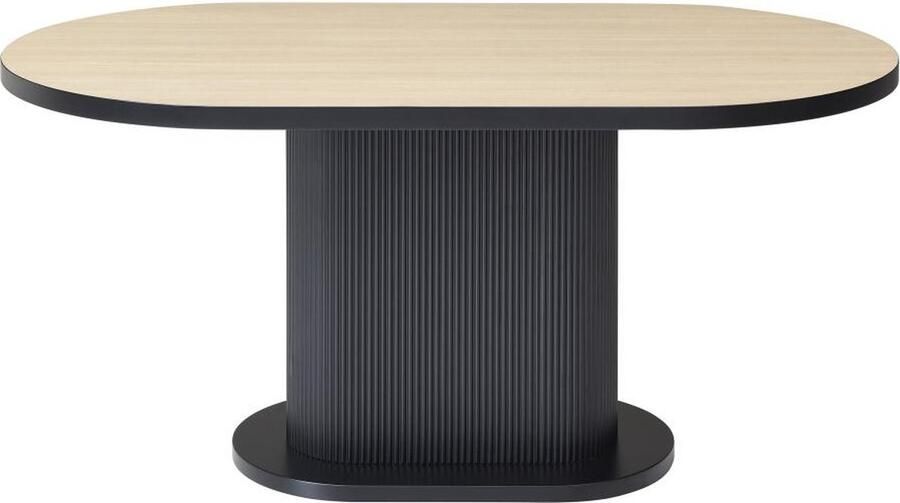 Vente-unique Eettafel 6 personen van mdf Naturel en zwart CALIENO L 160 cm x H 76 cm x D 90 cm