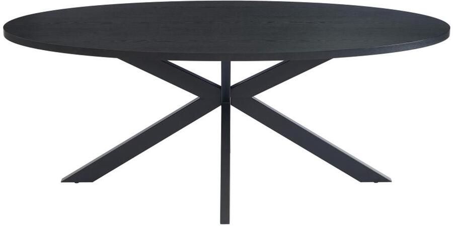 Vente-unique Eettafel 8 personen van eikenfineer en metaal Zwart LINIOMA L 200 cm x H 76 cm x D 100 cm - Foto 2