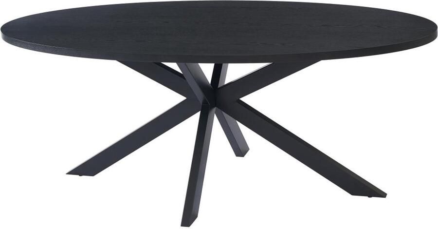 Vente-unique Eettafel 8 personen van eikenfineer en metaal Zwart LINIOMA L 200 cm x H 76 cm x D 100 cm