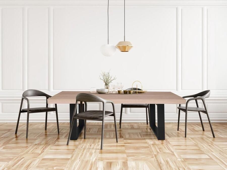 Vente-unique Eettafel 8 plaatsen naturel en zwart NADIEGE L 200 cm x H 77.5 cm x D 90 cm