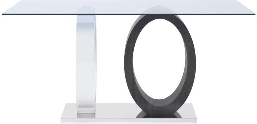 Vente-unique Eettafel AYANE 6 personen Gehard glas en MDF grijs en wit L 160 cm x H 76 cm x D 90 cm - Foto 4