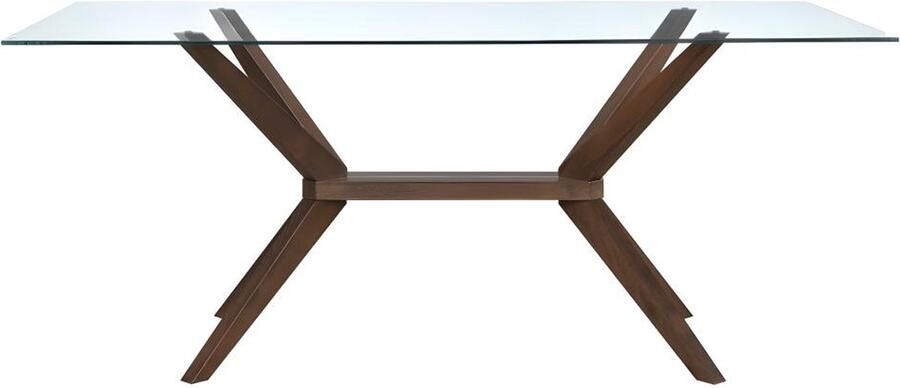 Vente-unique Eettafel BELINDA 6 personen Gehard glas en beukenhout L 180 cm x H 75 cm x D 90 cm - Foto 3