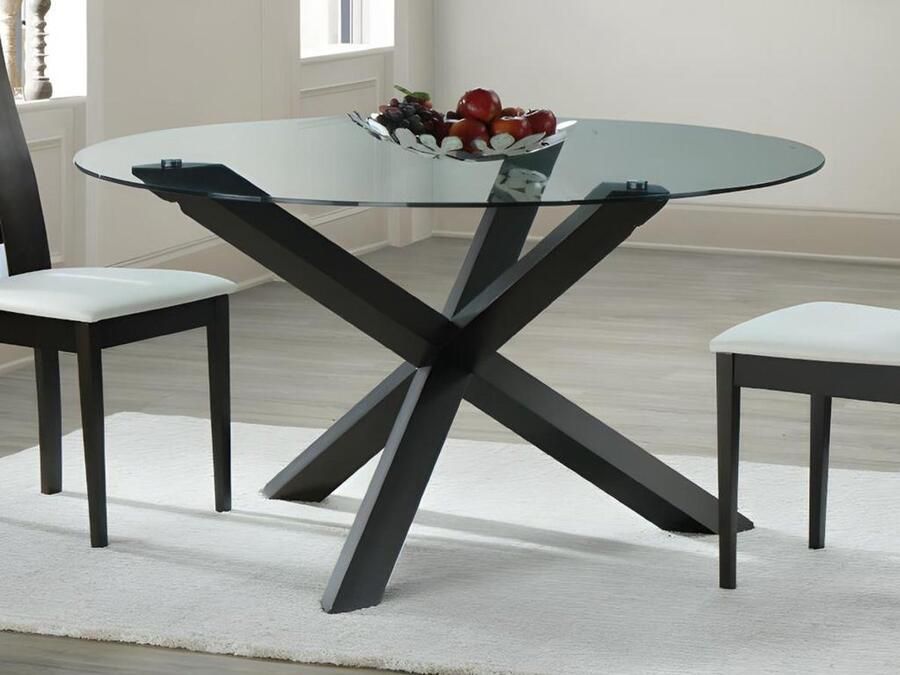 Vente-unique Eettafel CENTAURI 4 personen Hout en gehard glas L 140 cm x H 75.5 cm x D 140 cm - Foto 2