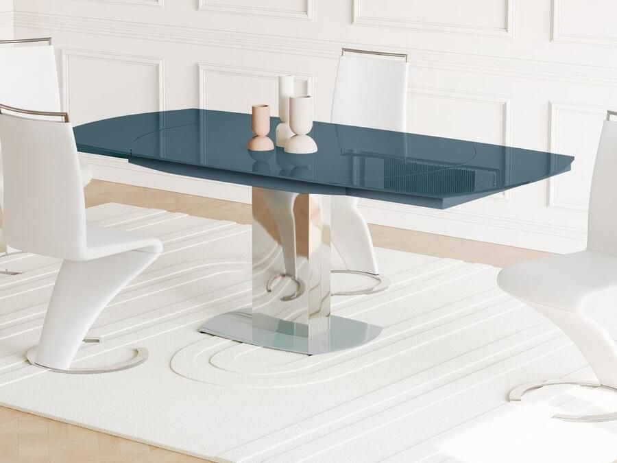 Vente-unique Eettafel TALICIA uitschuifbaar van gehard glas en metaal 6 tot 8 personen grijs L 190 cm x H 75 cm x D 105 cm - Foto 3