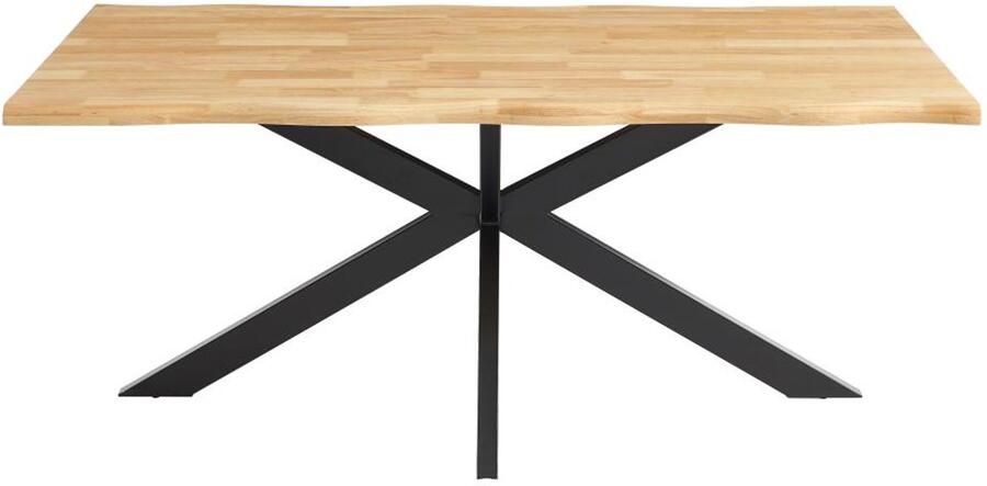 Vente-unique Eettafel voor 6 personen in heveahout en zwart metaal Lichte houtlook COMULIA L 180 cm x H 74 cm x D 100 cm