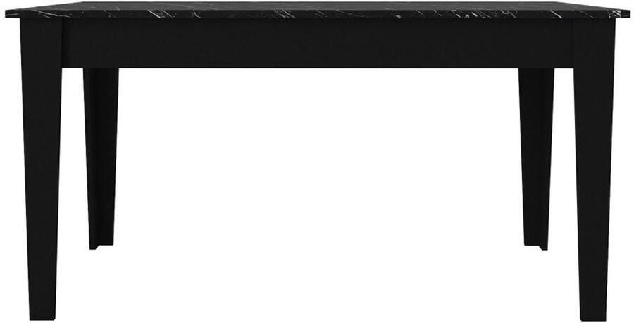 Vente-unique Eettafel voor 6 personen met opbergruimte Zwarte marmerlook PERLINEA