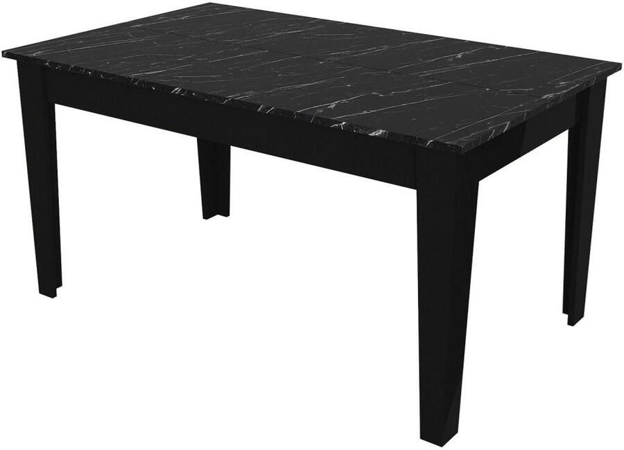 Vente-unique Eettafel voor 6 personen met opbergruimte Zwarte marmerlook PERLINEA - Foto 2