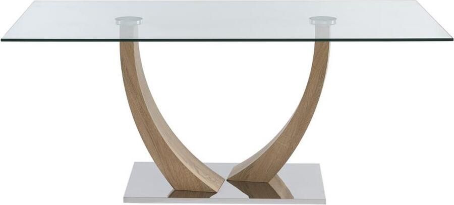 Vente-unique Eettafel voor 6 personen van gehard glas mdf en roestvrij staal Licht naturelkleurig MELODIE II L 180 cm x H 75 cm x D 90 cm - Foto 2