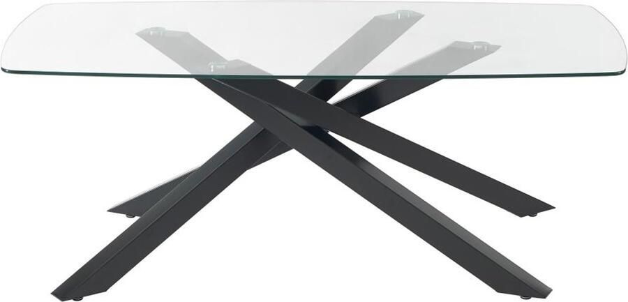 Vente-unique Eettafel voor 8 personen in gehard glas en zwart metaal Transparant METRILIA L 200 cm x H 75 cm x D 100 cm - Foto 2