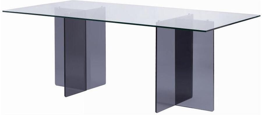Vente-unique Eettafel voor 8 personen van gehard glas Transparant en antraciet BYLENA L 200 cm x H 75 cm x D 100 cm