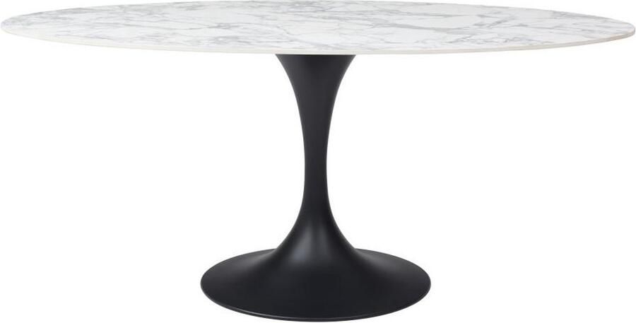 Vente-unique Eettafel voor 8 personen van keramiek en zwart metaal Wit marmereffect ELVA van Maison Céphy L 180 cm x H 78 cm x D 90 cm