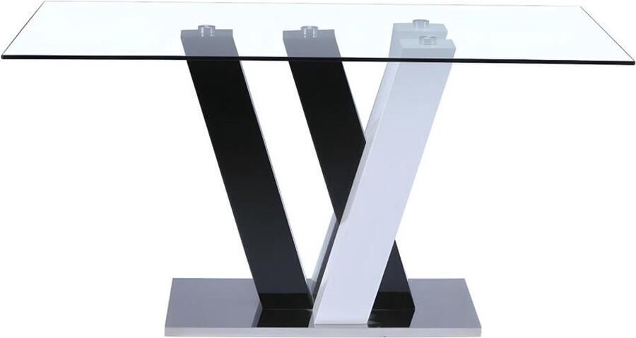 Pascal Morabito Eettafel WINCH 6 personen MDF & gehard glas Zwart & Wit L 150 cm x H 76 cm x D 90 cm - Foto 2