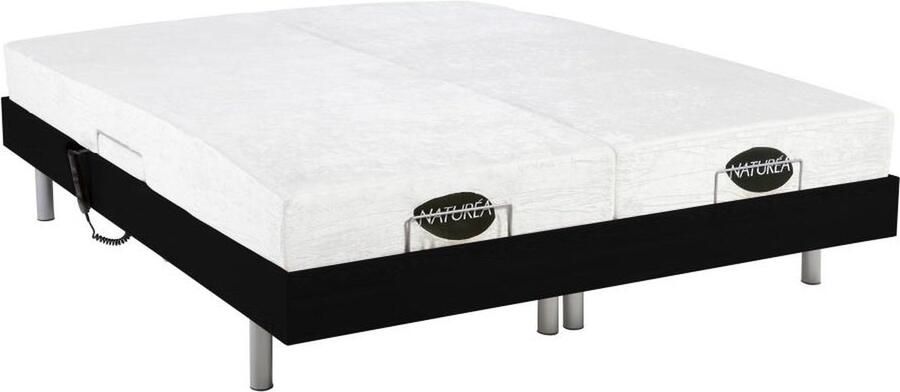 Vente-unique Elektrisch bed – bedbodem en matras – met vormgeheugen en bamboe LYSIS III van NATUREA zwart motoren OKIN 2x70x190 cm L 190 cm x H 35 cm x D 140 cm - Foto 3