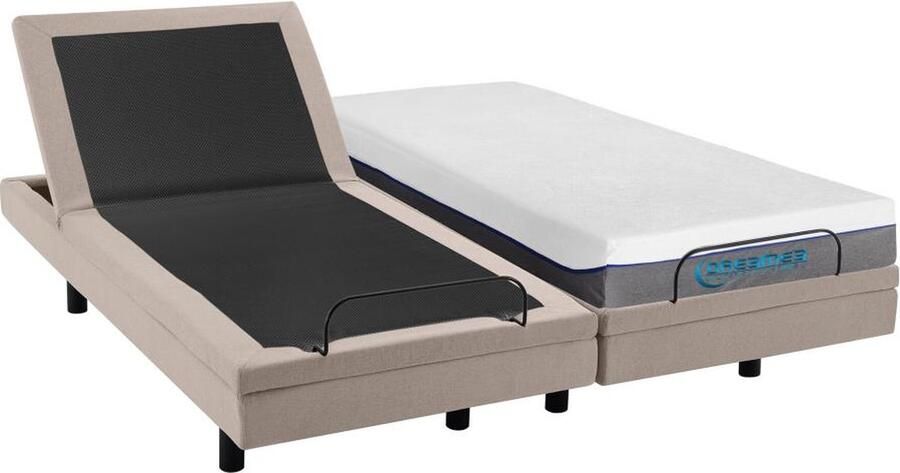 Vente-unique Elektrisch decoratief bed + matras met vormgeheugen 2 x 90 x 200 cm Stof Beige MENASINA van DREAMEA L 200 cm x H 41 cm x D 180 cm - Foto 2