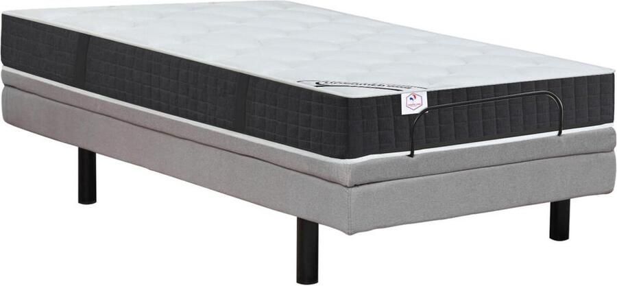 Vente-unique Elektrisch decoratief relaxbed + matras met pocketveren en vormgeheugen 90 x 200 cm Stof Grijs RIZALI van DREAMEA L 200 cm x H 41 cm x D 90 cm