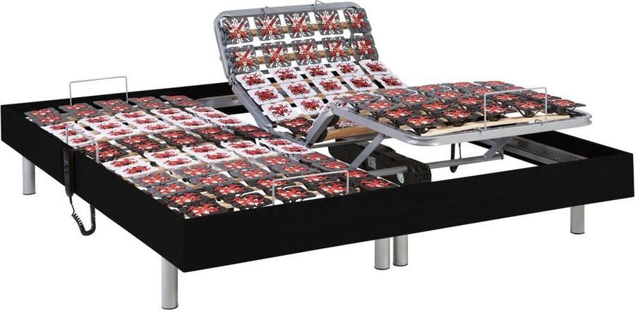 Vente-unique Handmatig verstelbare bedbodem 2x48 met contactplaatjes kleur zwart hout van DREAMEA 2x70x190cm motoren OKIN L 190 cm x H 35 cm x D 140 cm