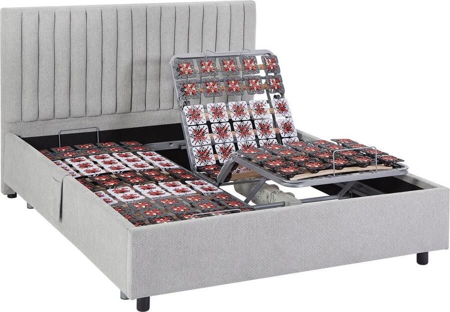 Vente-unique Elektrische decoratieve relaxbedbodem 2 x 78 noppen 2 x 90 x 200 cm Stof Grijs NALU van DREAMEA L 214 cm x H 110 cm x D 191 cm - Foto 2