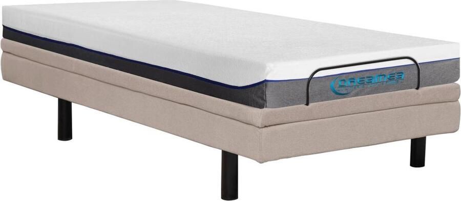 Vente-unique Elektrische decoratieve relaxbedbodem + matras met vormgeheugen 90 x 200 cm Stof Beige MENASINA van DREAMEA L 200 cm x H 41 cm x D 90 cm