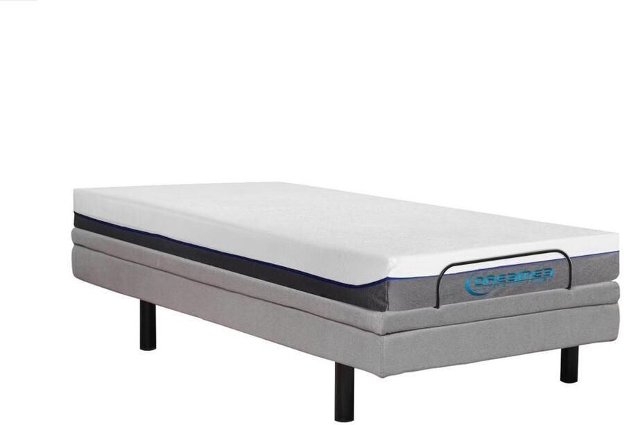 Vente-unique Elektrische decoratieve relaxbedbodem + matras met vormgeheugen 90 x 200 cm Stof Grijs MENASINA van DREAMEA L 200 cm x H 41 cm x D 90 cm