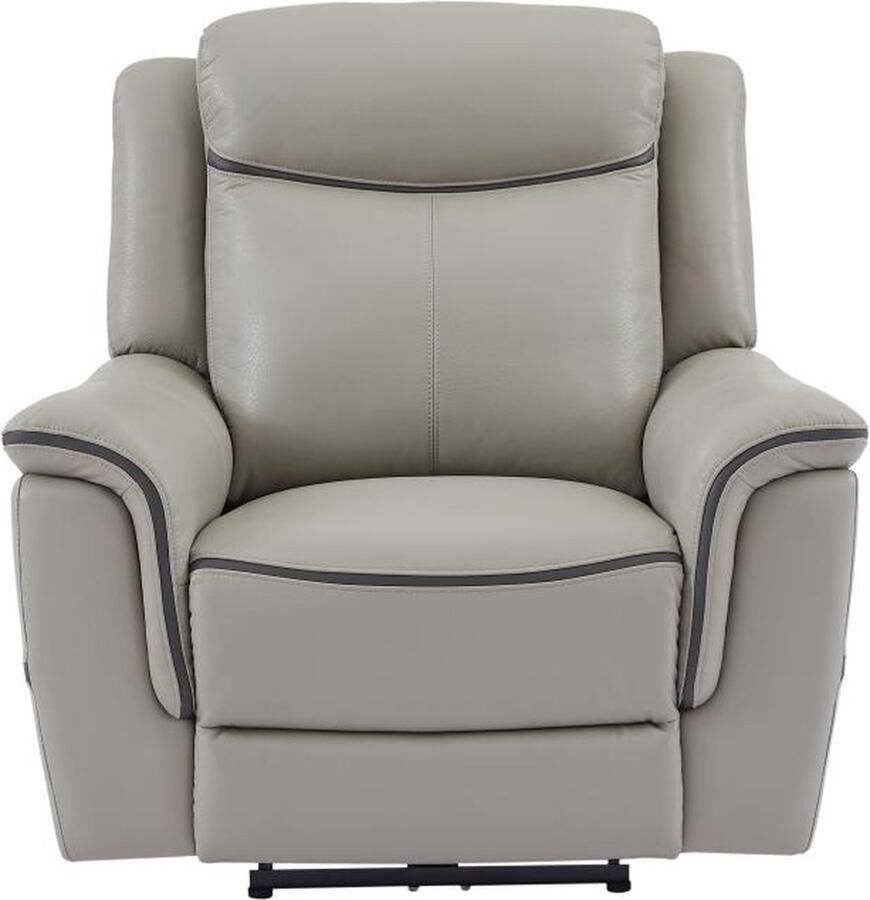 Vente-unique Elektrische fauteuil van lichtgrijs leer ADELIO L 105 cm x H 102 cm x D 95 cm