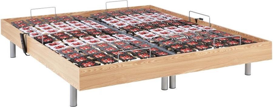 Vente-unique Elektrische lattenbodem met contactplaatjes van eikenhout van DREAMEA 2 x 78 contactplaatjes 2 x 90 x 200 cm OKIN motoren L 200 cm x H 35 cm x D 180 cm