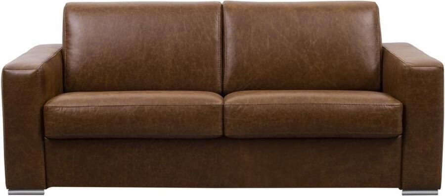 Vente-unique Express-driezitsslaapbank van 100% vintage caramelkleurig buffelleer matras 22 cm DELECTEA II L 200 cm x H 84 cm x D 210 cm - Foto 2