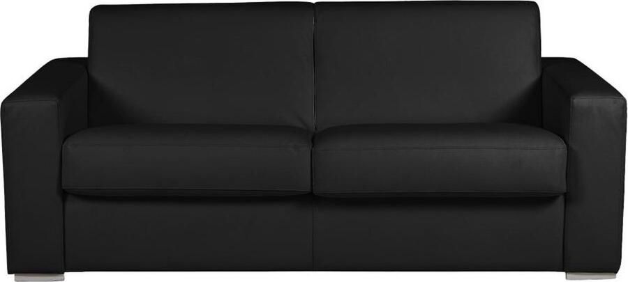 Vente-unique Express-driezitsslaapbank van 100% zwart buffelleer matras 22 cm DELECTEA II L 200 cm x H 84 cm x D 100 cm - Foto 2