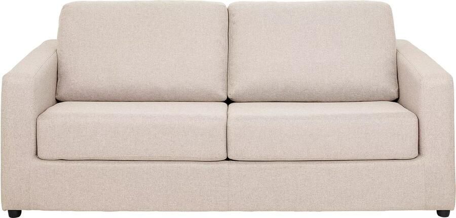 Vente-unique Express-driezitsslaapbank van beige stof Bed 140 cm Matras 14 cm DONETO L 194 cm x H 90 cm x D 223 cm - Foto 2