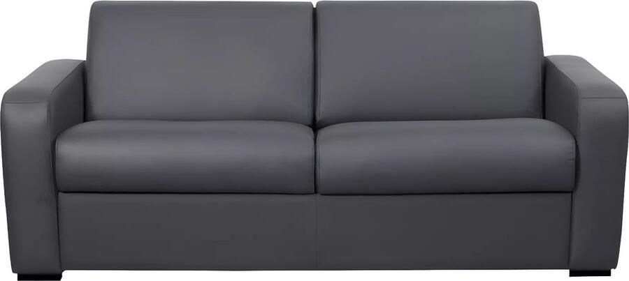 Vente-unique Express-driezitsslaapbank van grijs leer matras 22 cm BEVIS L 198 cm x H 90 cm x D 96 cm