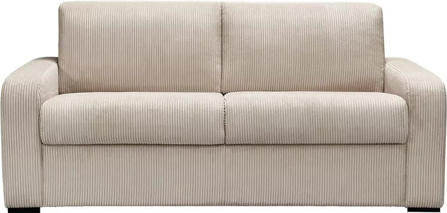 Vente-unique Express-vierzitsslaapbank van beige ribfluweel Bed 160 cm Matras 18 cm BEVIS L 218 cm x H 88 cm x D 208 cm - Foto 2
