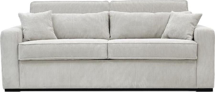 Vente-unique Express-vierzitsslaapbank van beige ribfluweel Bed met brede latten 160 cm Matras 18 cm MONDOVI L 214 cm x H 90 cm x D 208 cm - Foto 3