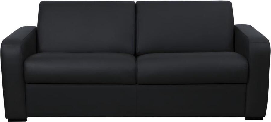 Vente-unique Express-vierzitsslaapbank van zwart leer matras 22 cm BEVIS L 218 cm x H 88 cm x D 208 cm - Foto 2